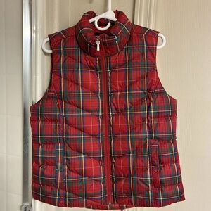 Lands' End Red Plaid puffer Vest Outerwear size medium